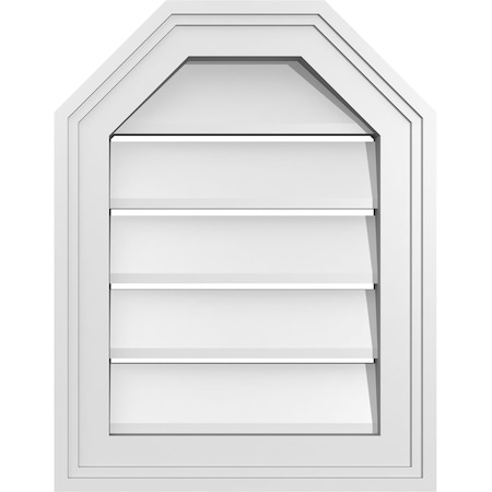 Octagonal Top Surface Mount PVC Gable Vent W/ 2W X 1-1/2P Brickmould Frame, 14W X 18H